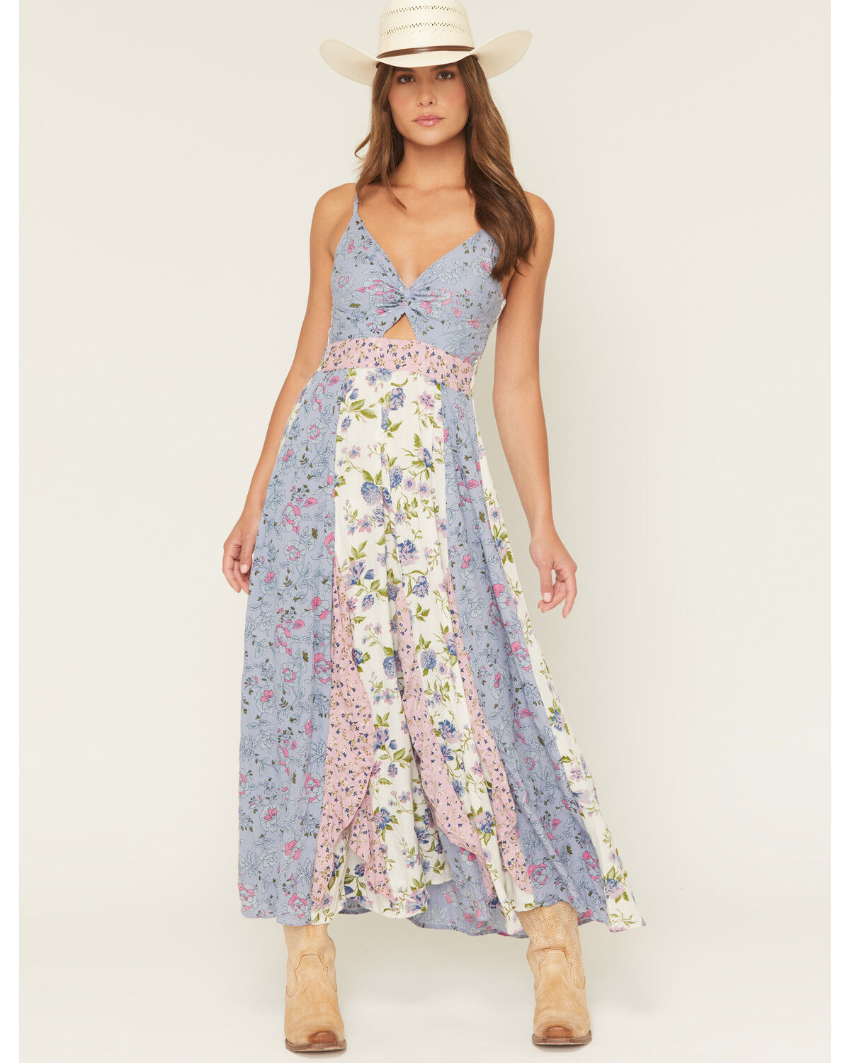 Image #1 - Angie Women's Floral Print Sleeveless Knot Midi Dress, Multi, hi-res