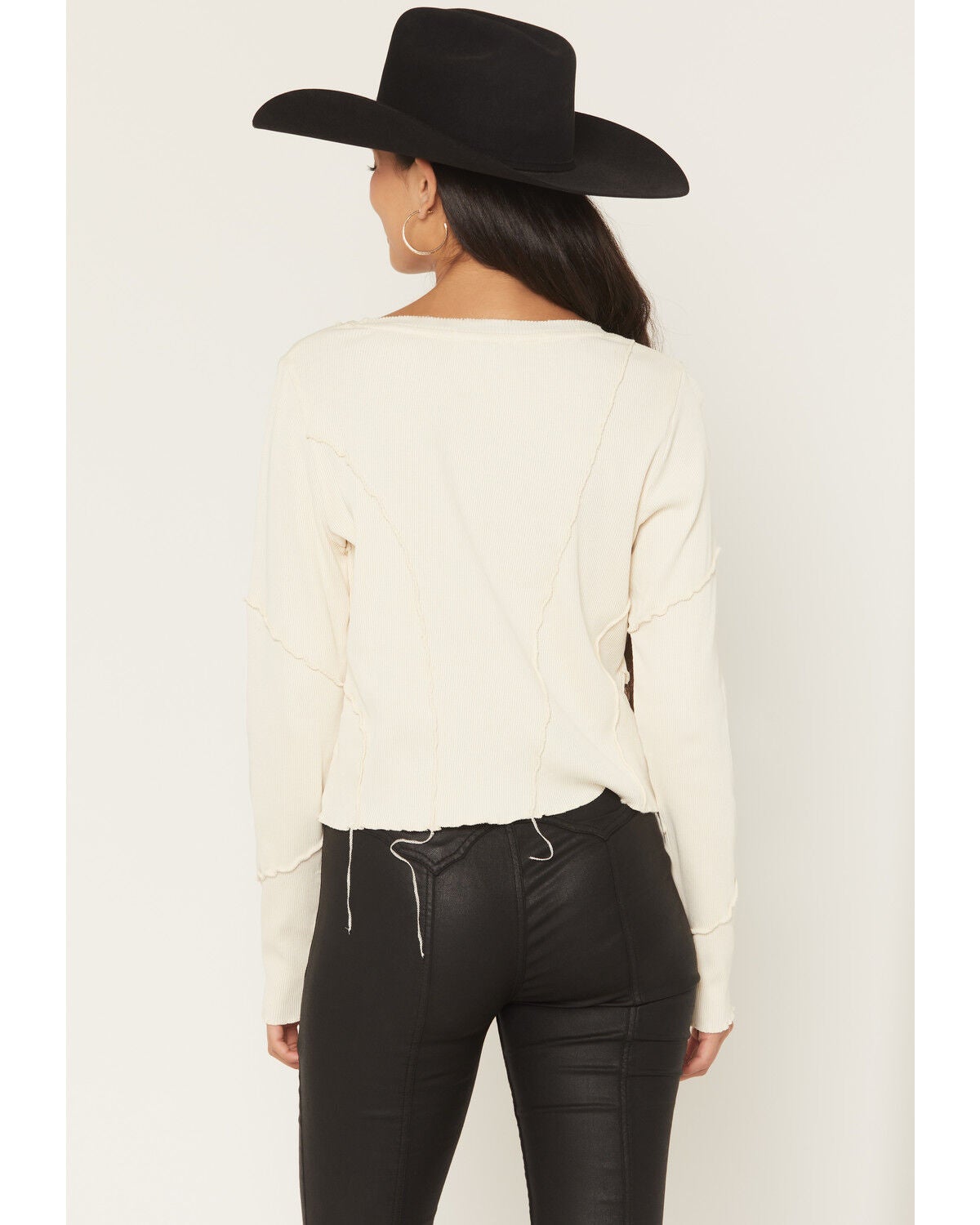 Image #4 - Rock & Roll Denim Women's Solid Long Sleeve Shirt, Natural, hi-res