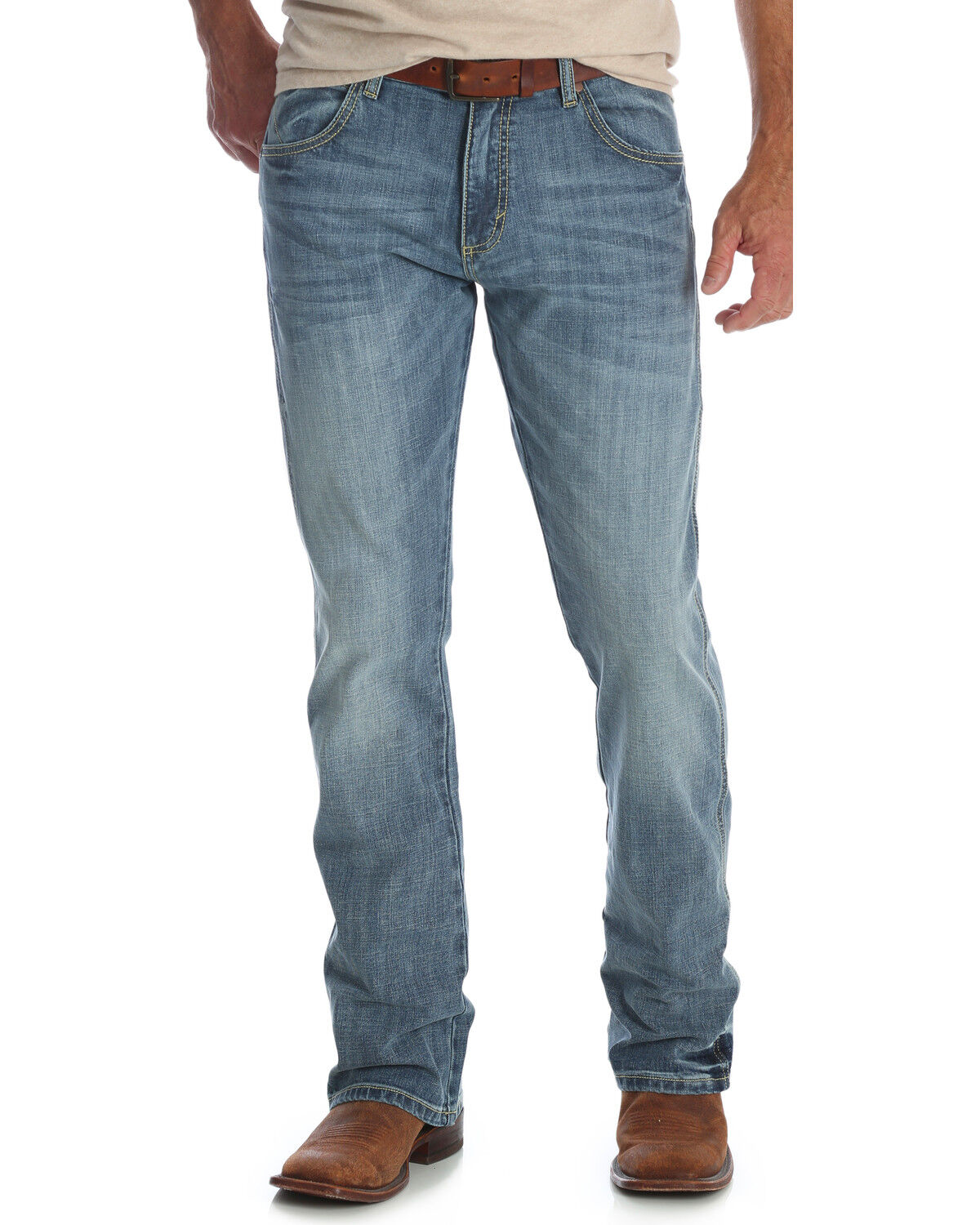 Image #3 - Wrangler Men's Retro Slim Fit Stretch Bootcut Jeans - Long, , hi-res