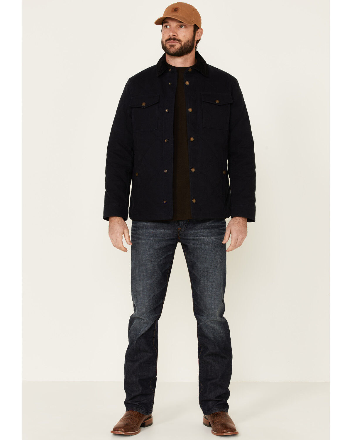 Image #2 - Pendleton Men's Solid Quilted Canvas Snap-Front Shirt Jacket, Navy, hi-res
