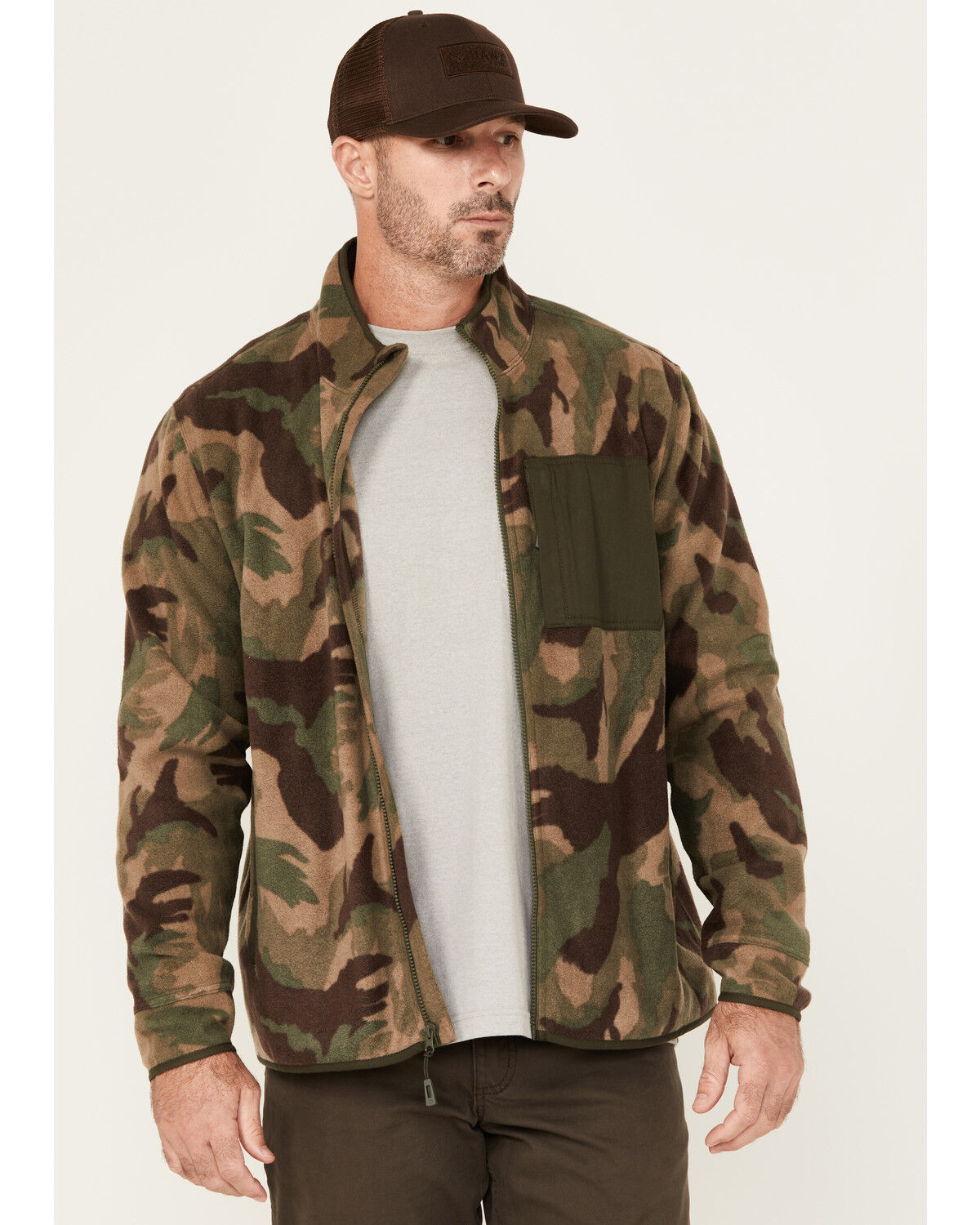 Lucky Brand Workwear Men's Camo Print Polar Fleece Jacket