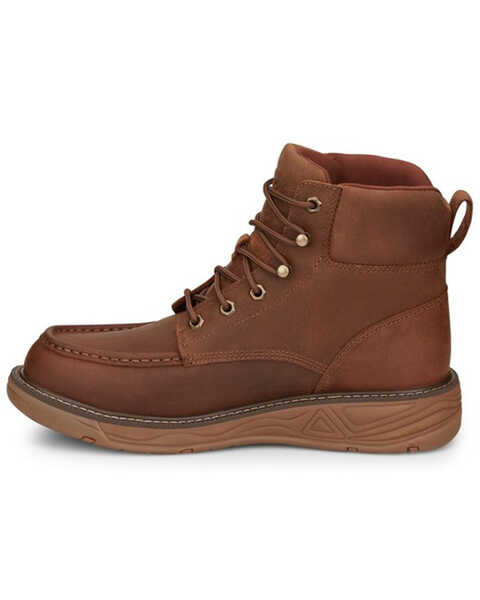 Image #3 - Justin Men's Rush Waterproof 6" Lace-Up Nano Non-Comp Wedge Work Boots - Moc Toe , Brown, hi-res