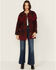 Image #1 - Vocal Women's Tweed Plaid Fringe Jacket, Red, hi-res