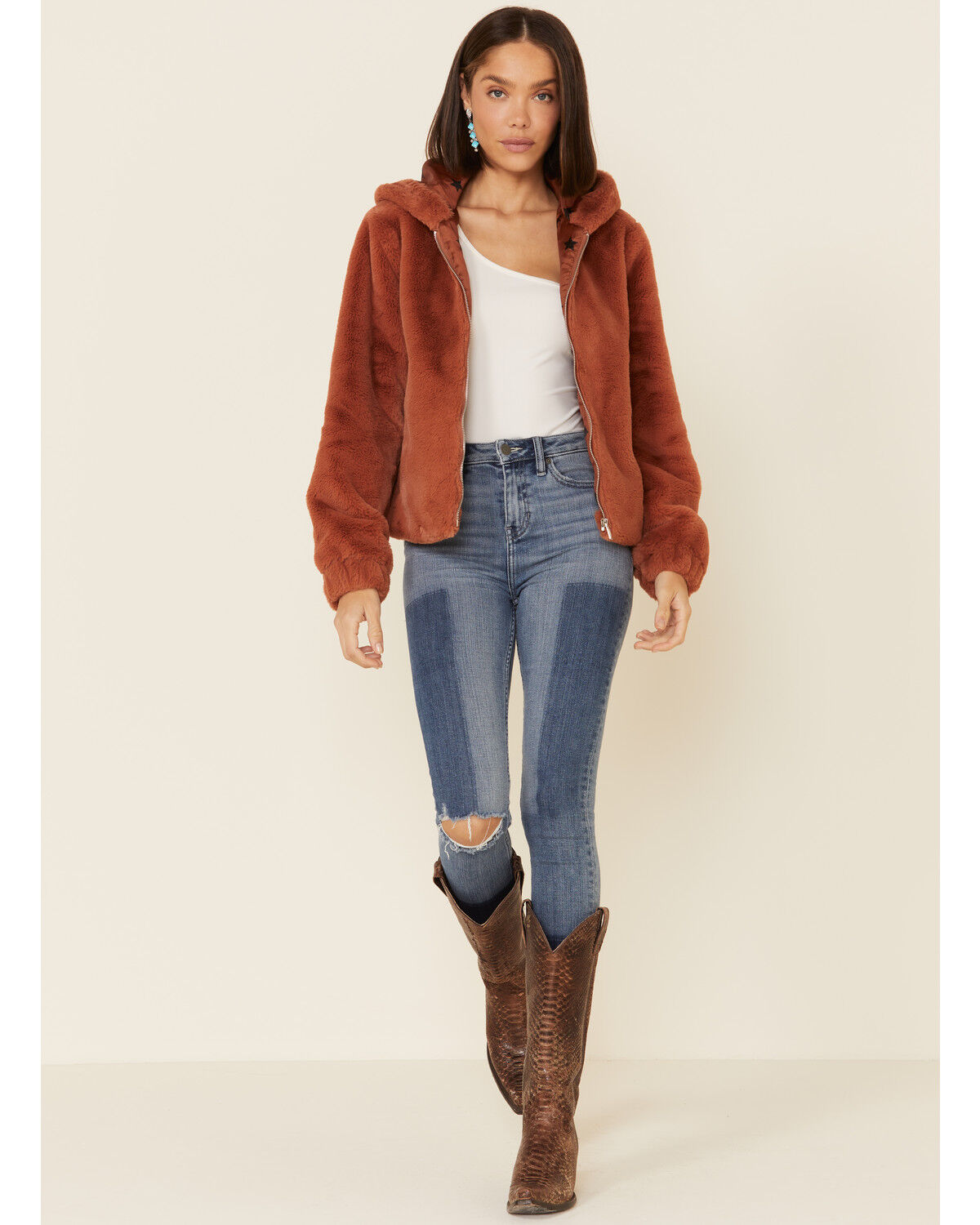 Image #2 - 26 International Women's Rust Faux Fur Hooded Jacket, , hi-res