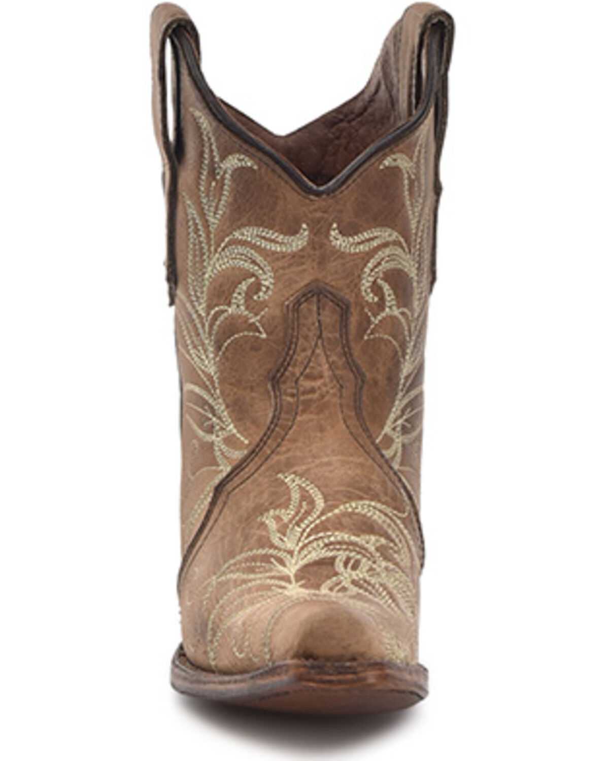 Image #3 - Circle G Women's Embroidered Ankle Booties - Snip Toe, Tan, hi-res