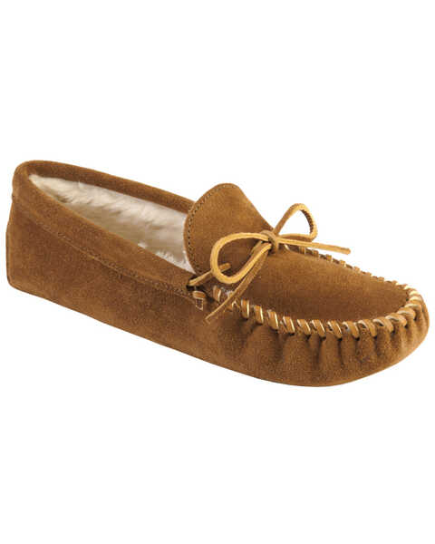 Men's Minnetonka Traditional Pile Line Softsole Moccasins, Brown, hi-res