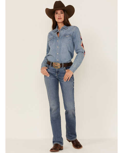 Wrangler Women's Medium Wash Mid-Rise Bootcut Jeans, Blue, hi-res