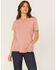 Image #1 - Carhartt Women's TENCEL™ Fiber Series Relaxed Fit Short Sleeve V-Neck Shirt, Rose, hi-res