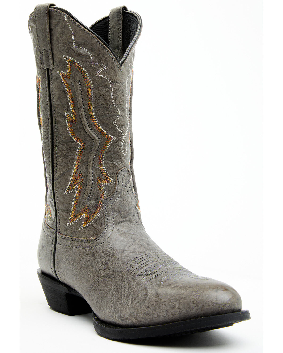 Image #1 - Laredo Men's Fancy Stitch Western Boots - Round Toe, Grey, hi-res