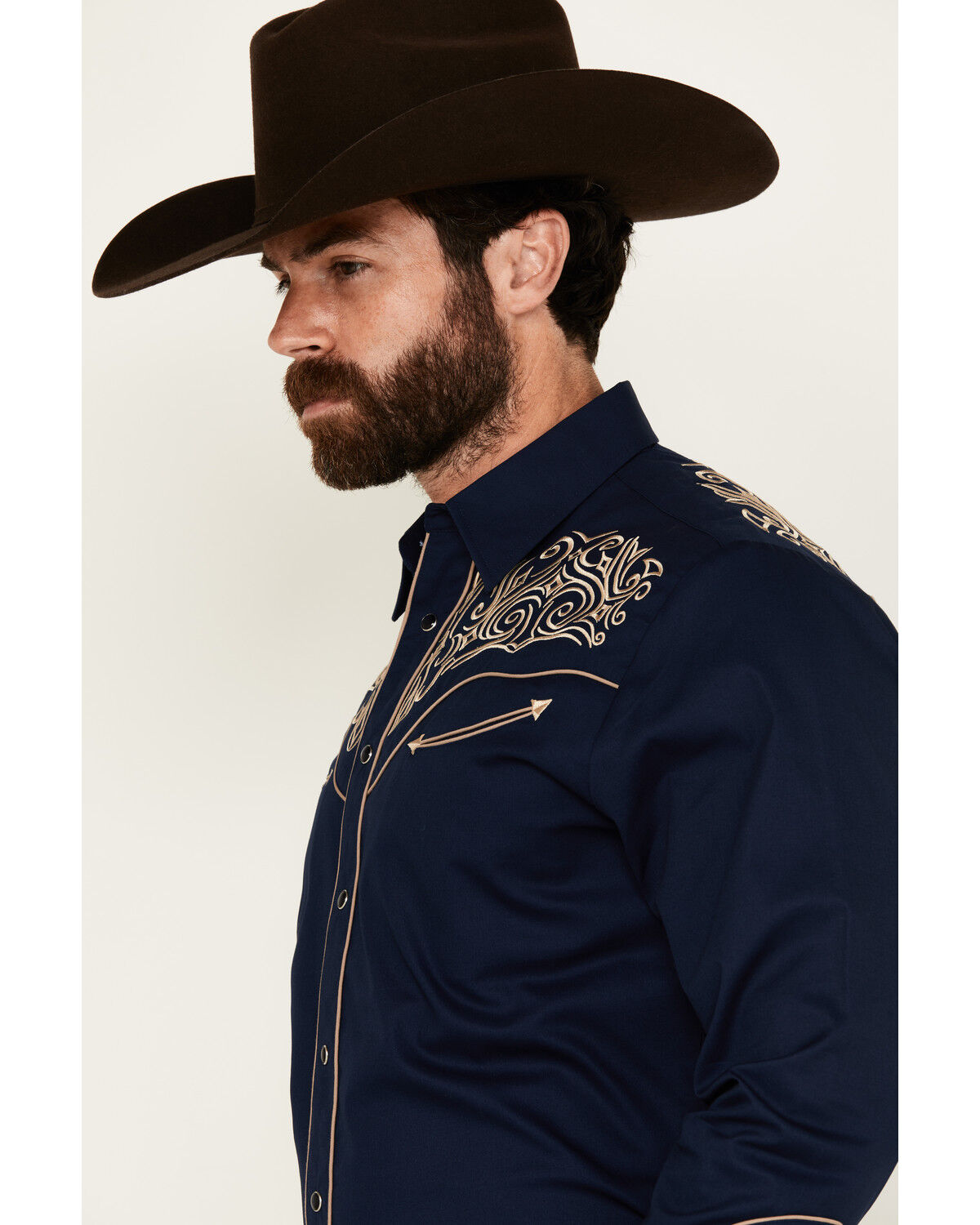 Image #2 - Rodeo Clothing Men's Fancy Smiley Yoke Embroidered Long Sleeve Pearl Snap Western Shirt , , hi-res