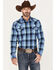 Image #1 - Cody James Men's Snake River Check Plaid Print Pearl Snap Western Flannel Shirt , Navy, hi-res