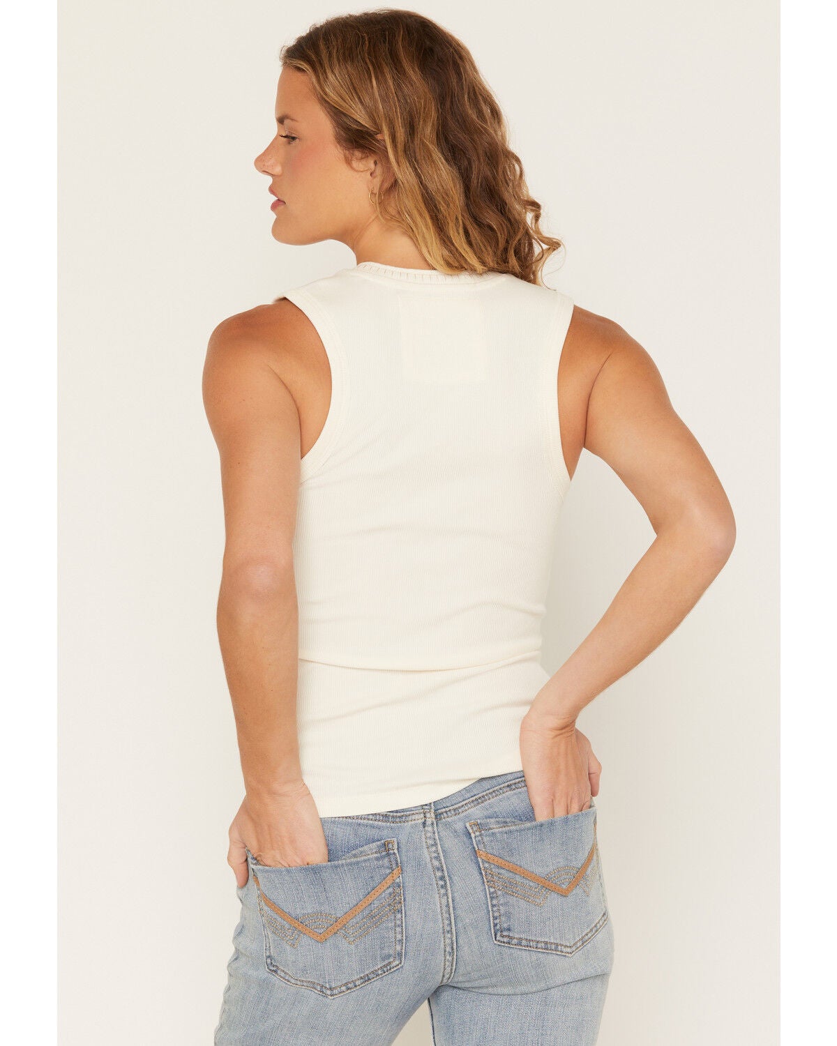 Image #4 - Idyllwind Women's Misty Ribbed V Neck Tank, Cream, hi-res