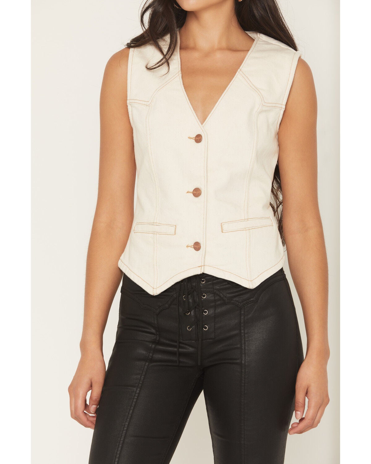 Image #3 - Wrangler Retro Women's Button-Down Denim Vest, White, hi-res