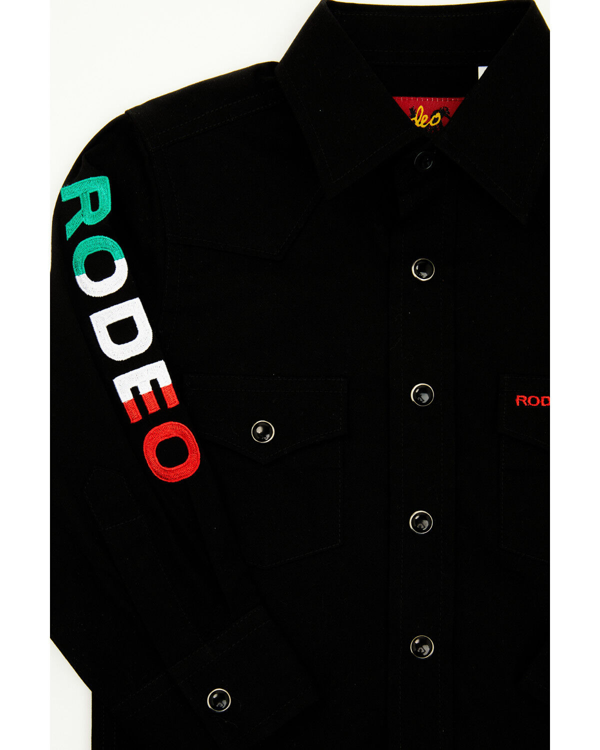 Image #2 - Rodeo Clothing Boys' Mexico Rodeo Long Sleeve Snap Western Shirt, Black, hi-res