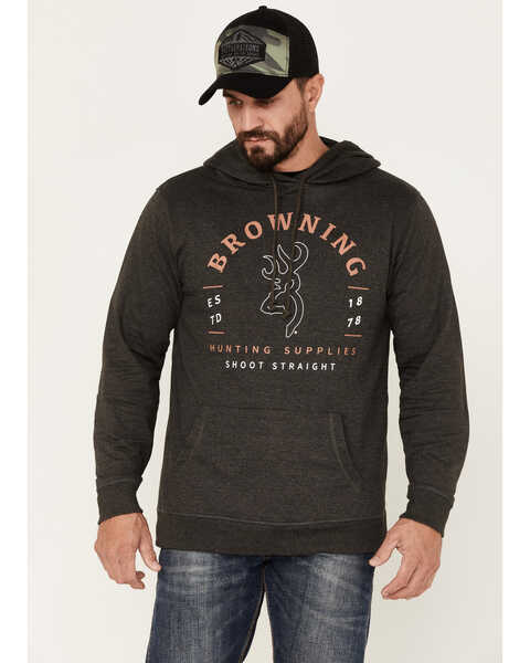 Browning Men's Shoot Straight Carter 2.0 Graphic Long Sleeve Hooded Sweatshirt, Olive, hi-res