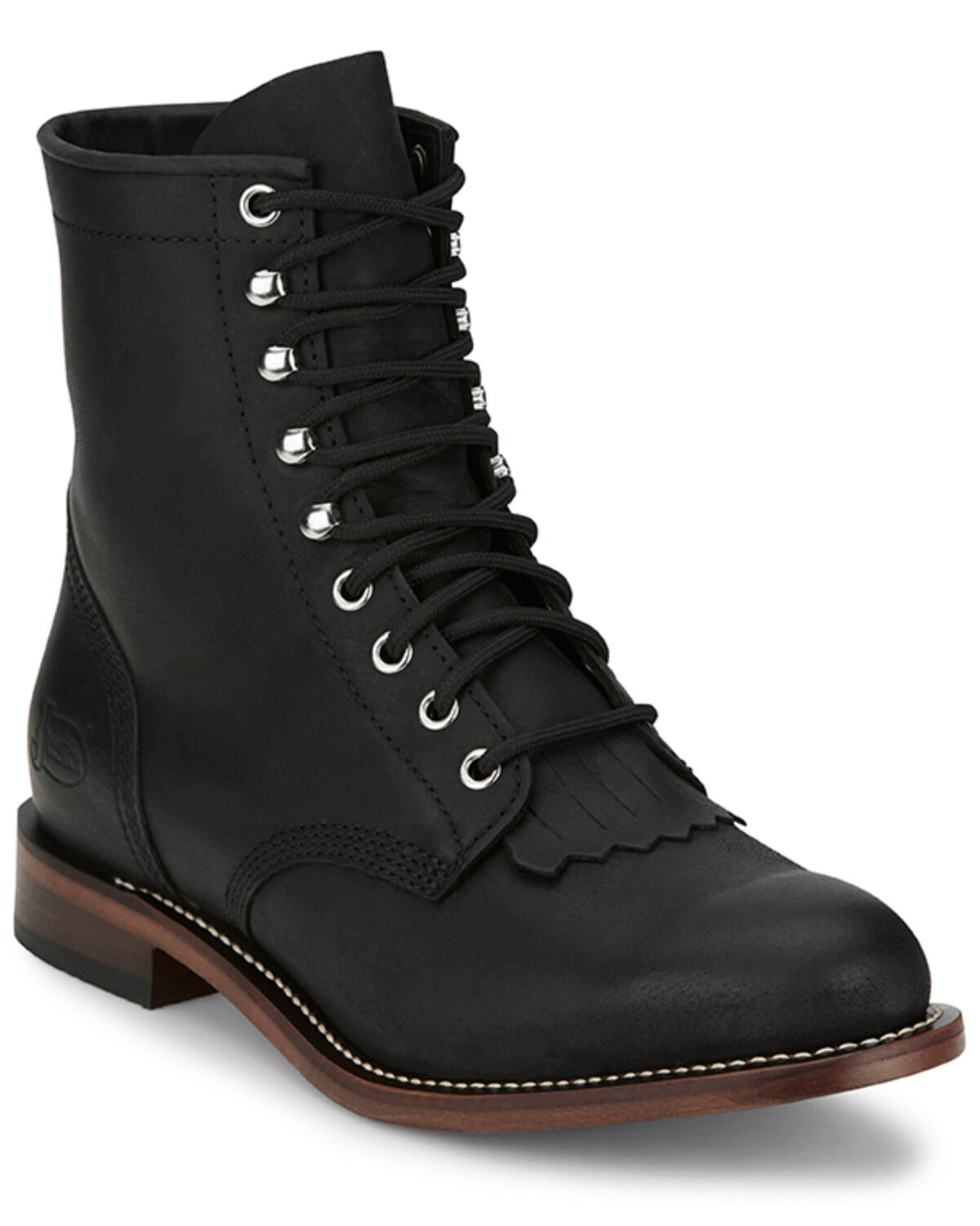 Image #1 - Justin Men's Drennan Lace-Up Boots - Round Toe, Black, hi-res