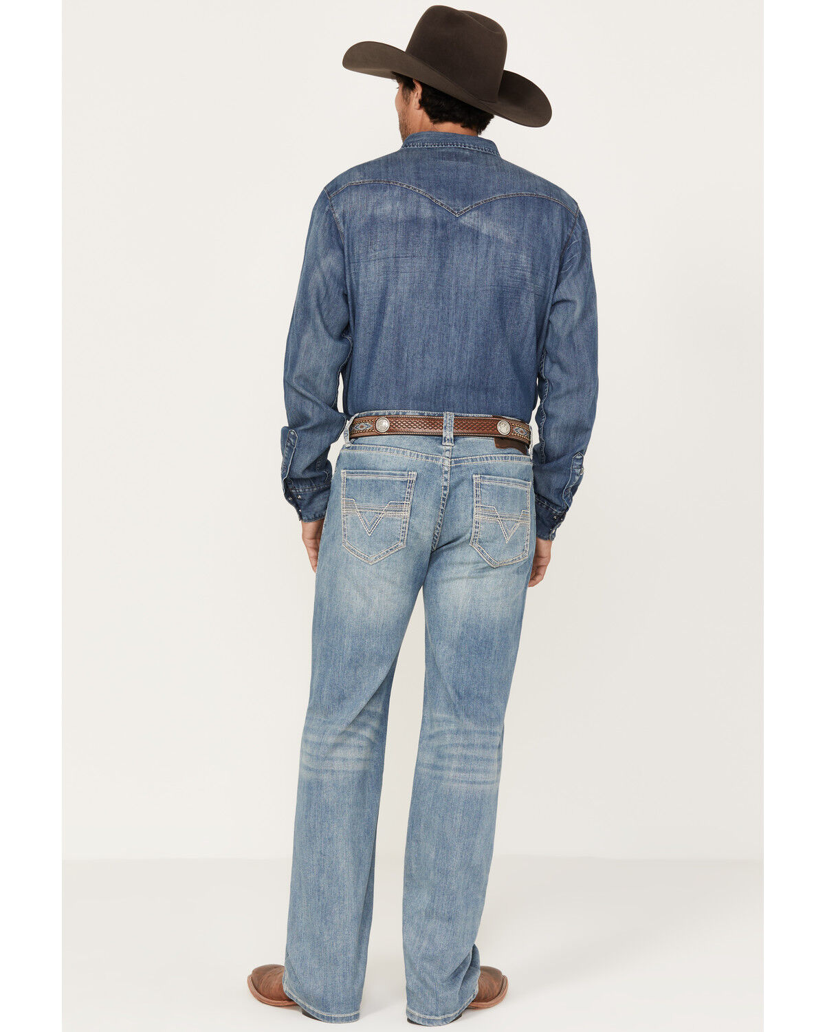 Image #1 - Rock & Roll Denim Men's Double Barrel Medium Vintage Wash Straight Reflex Denim Jeans, Medium Wash, hi-res