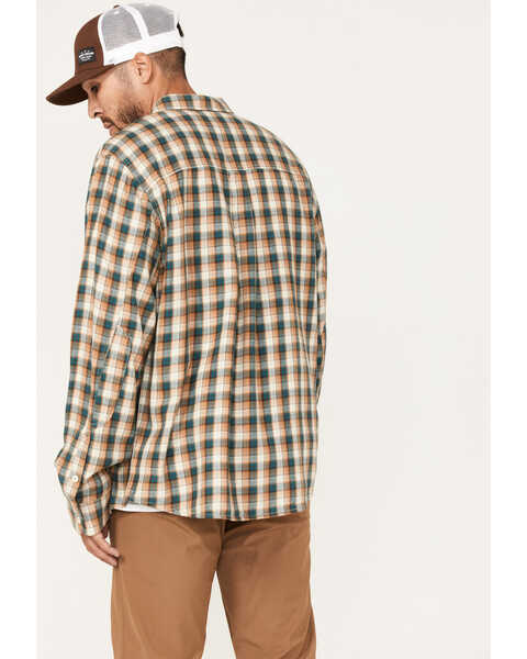 Image #4 - Brothers and Sons Men's Casual Plaid Print Long Sleeve Button Down Western Flannel Shirt , Teal, hi-res