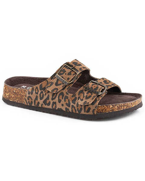 Roper Women's Delilah Leopard Print Sandals , Tan, hi-res