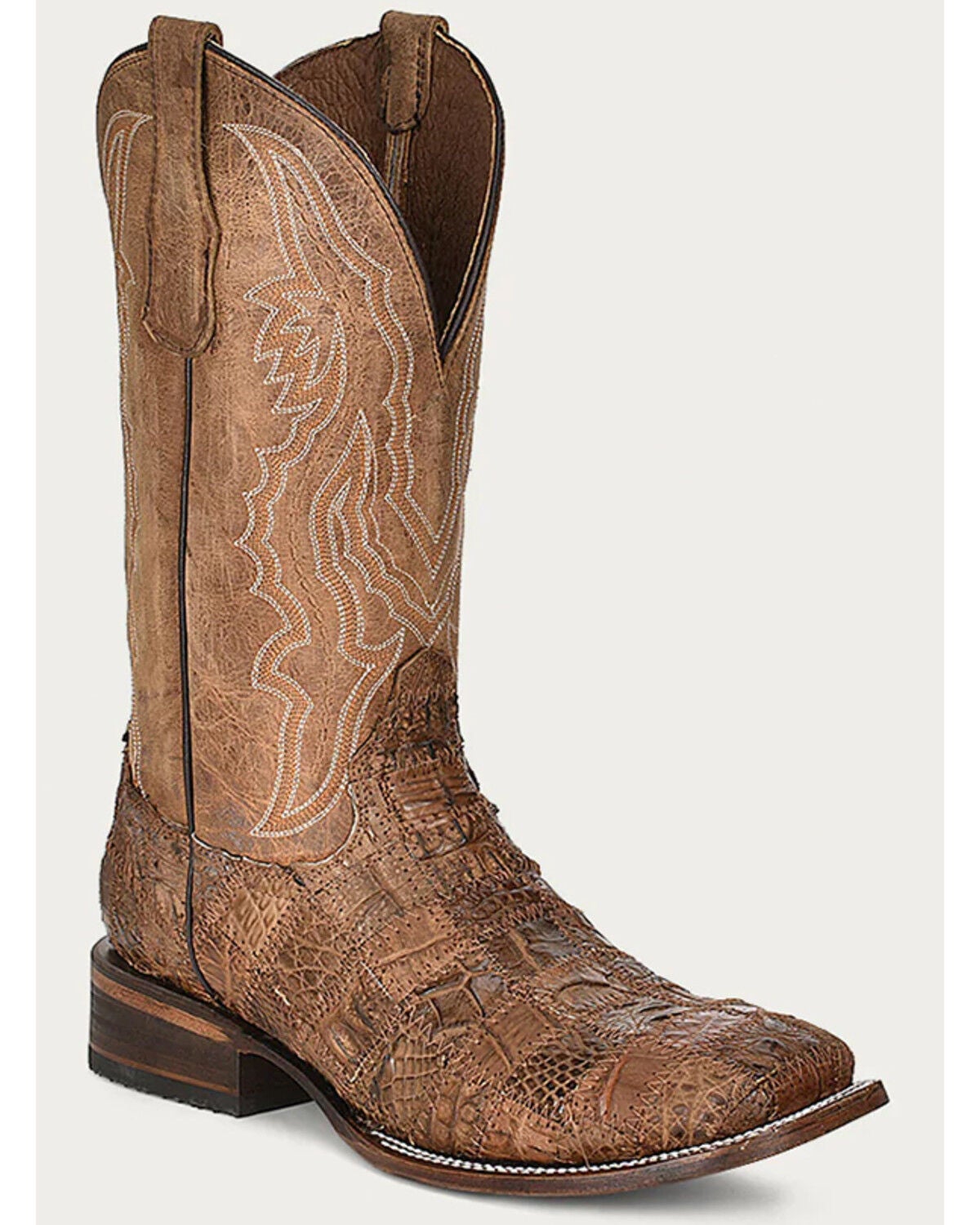Circle G Men's Orix Caiman Patchwork Western Boots - Broad Square Toe, Tan, hi-res