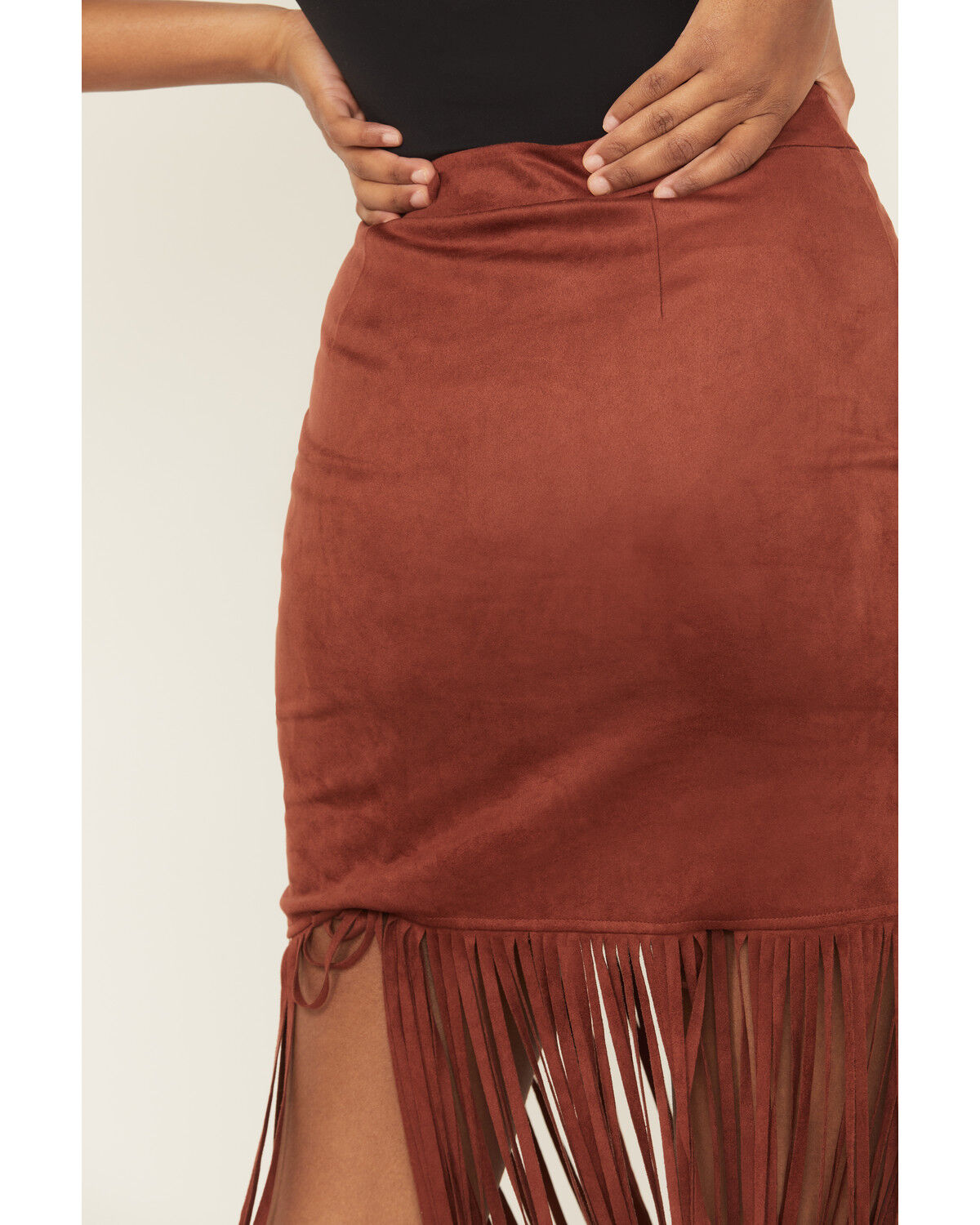 Image #4 - Shyanne Women's Faux Suede Fringe Mini Skirt, Mahogany, hi-res