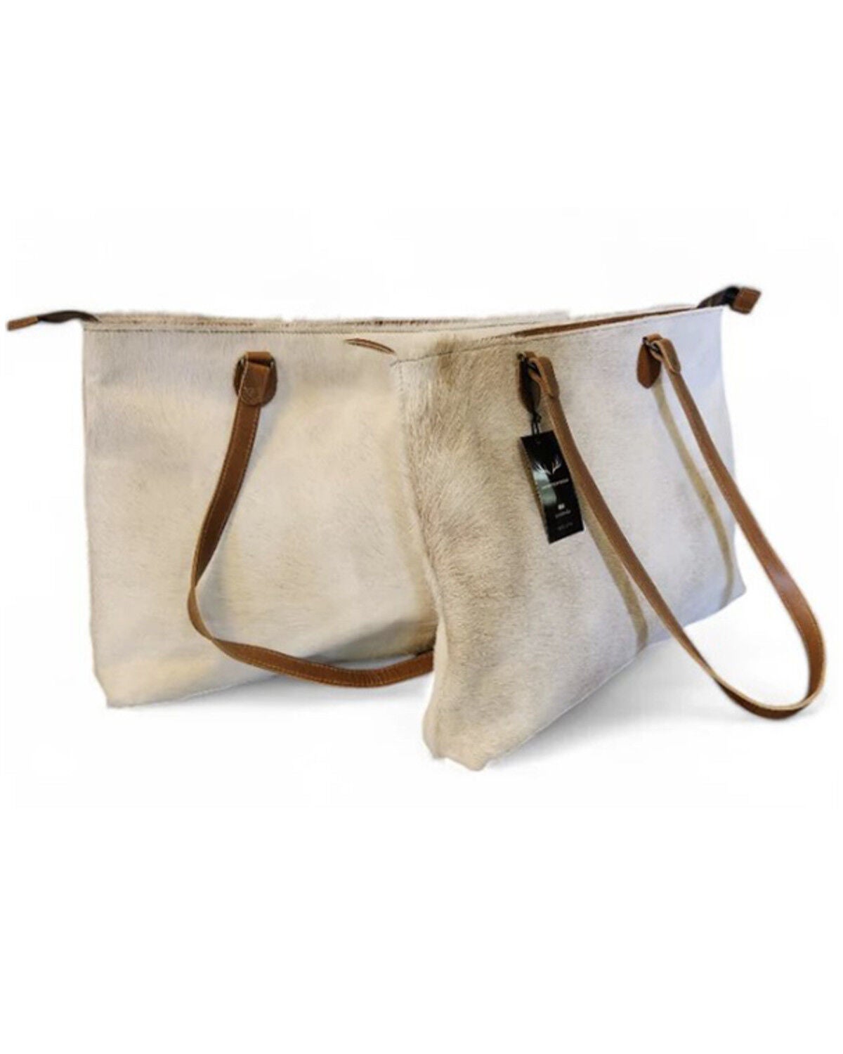 Ranch Junkie Women's Highlands Genuine Cowhide Large Tote, Cream, hi-res