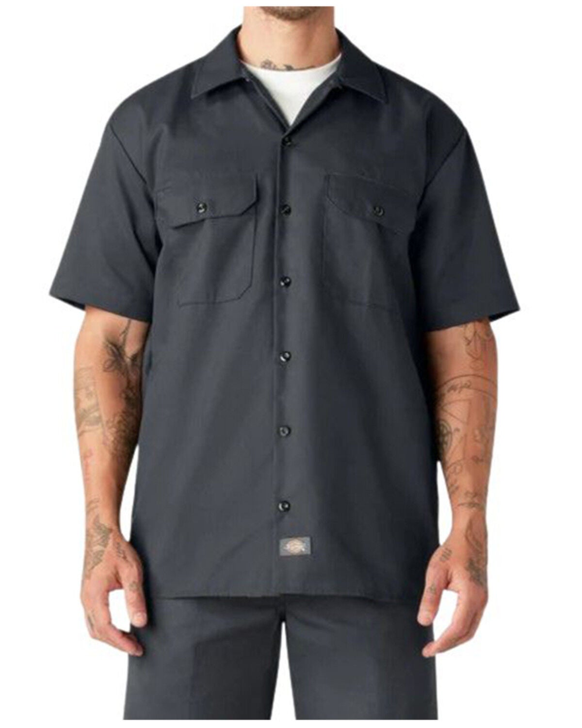 Dickies Men's Twill Short Sleeve Button-Down Original Work Shirt, No Color, hi-res