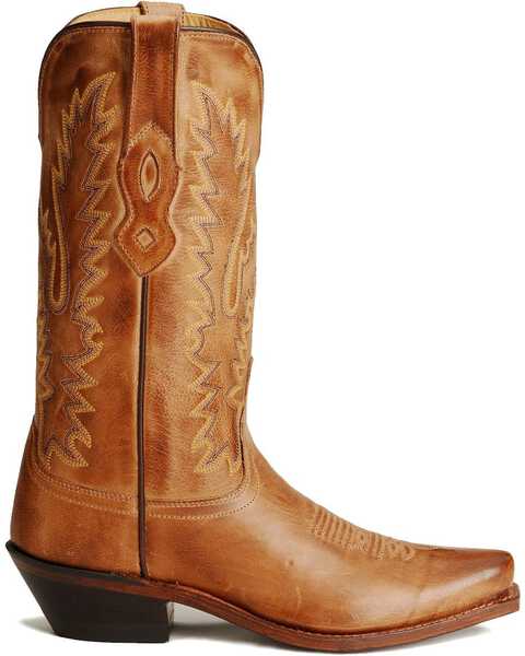 Image #2 - Old West Women's Distressed Leather Western Boots - Snip Toe, Tan, hi-res