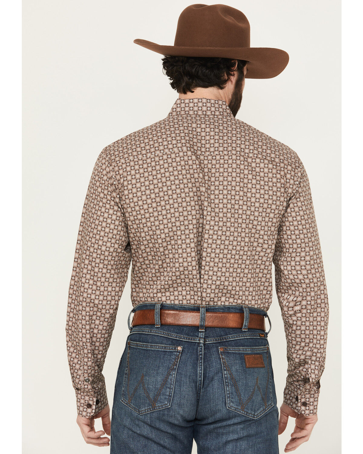 Image #4 - Cinch Men's Geo Print Long Sleeve Button-Down Western Shirt, Brown, hi-res