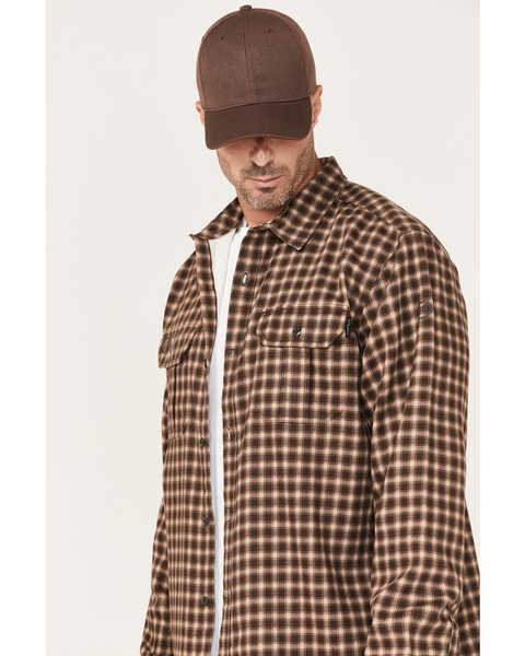 Image #2 - Hawx Men's FR Plaid Print Long Sleeve Woven Button-Down Work Shirt, Bark, hi-res