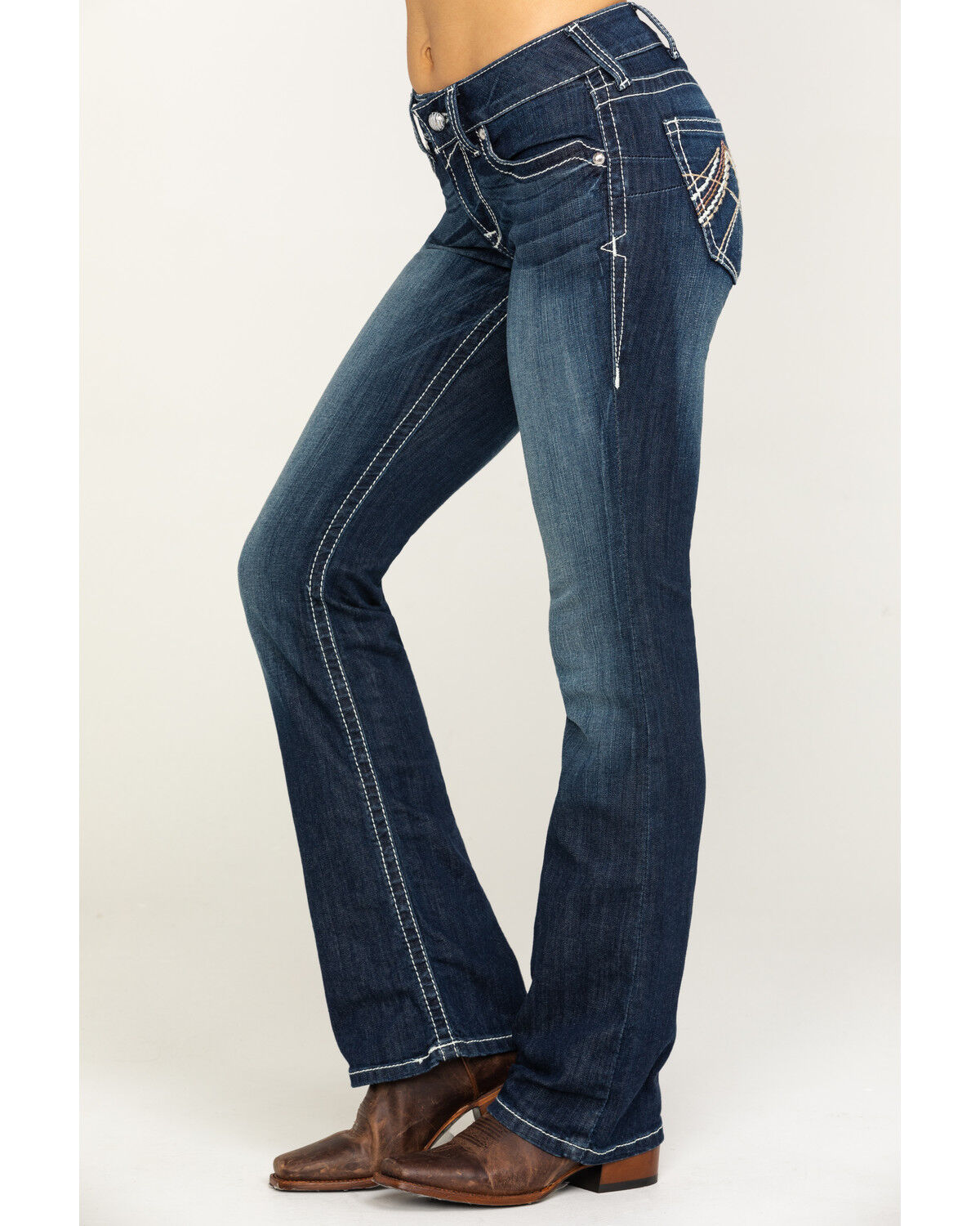 Low Rise Rosy Whipstitch Bootcut Jeans