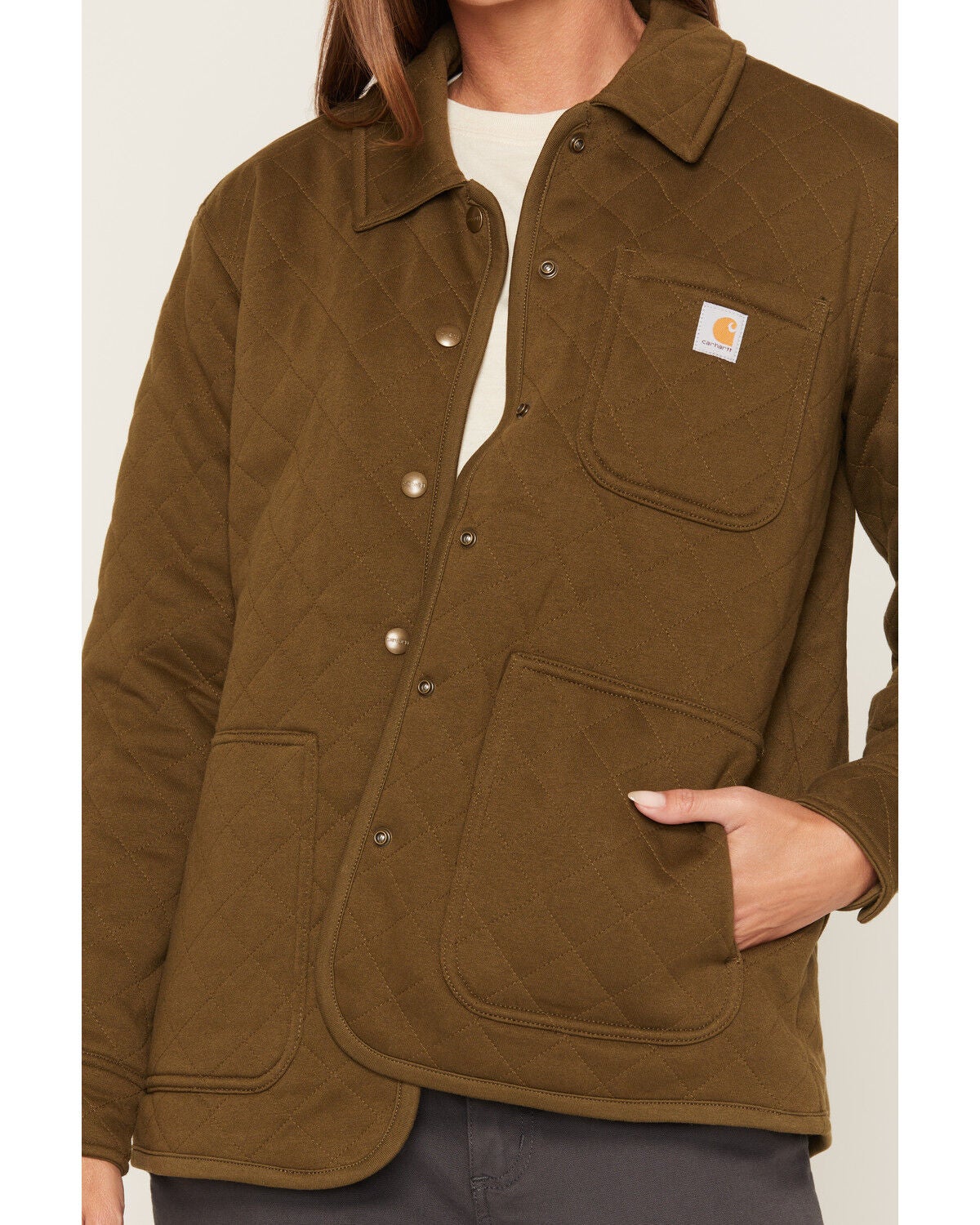 Image #3 - Carhartt Women's Paxton Quilted Shirt Jacket, Forest Green, hi-res