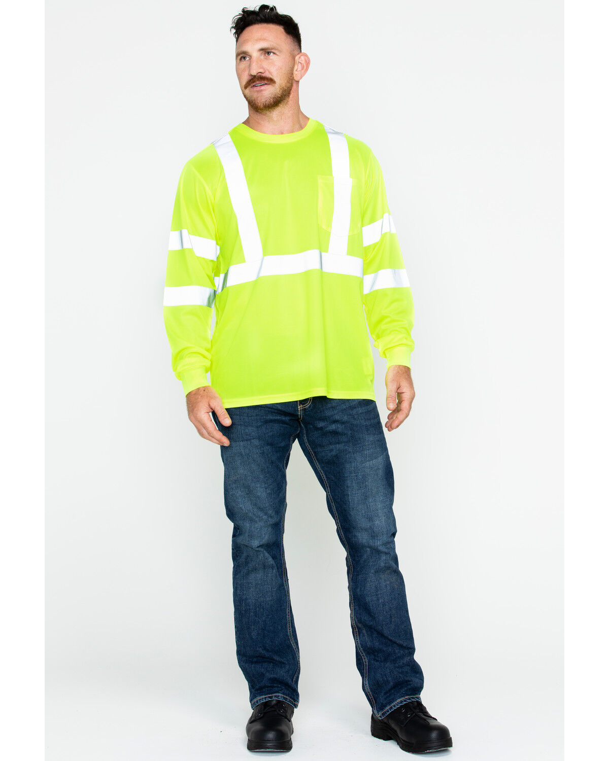 Image #6 - Hawx Men's Reflective Long Sleeve Work Tee, Yellow, hi-res