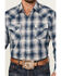 Image #3 - Ely Walker Men's Plaid Print Long Sleeve Pearl Snap Western Shirt, Navy, hi-res