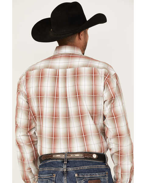 Image #4 - Stetson Men's Sandstone Ombre Large Plaid Long Sleeve Western Shirt , Red, hi-res