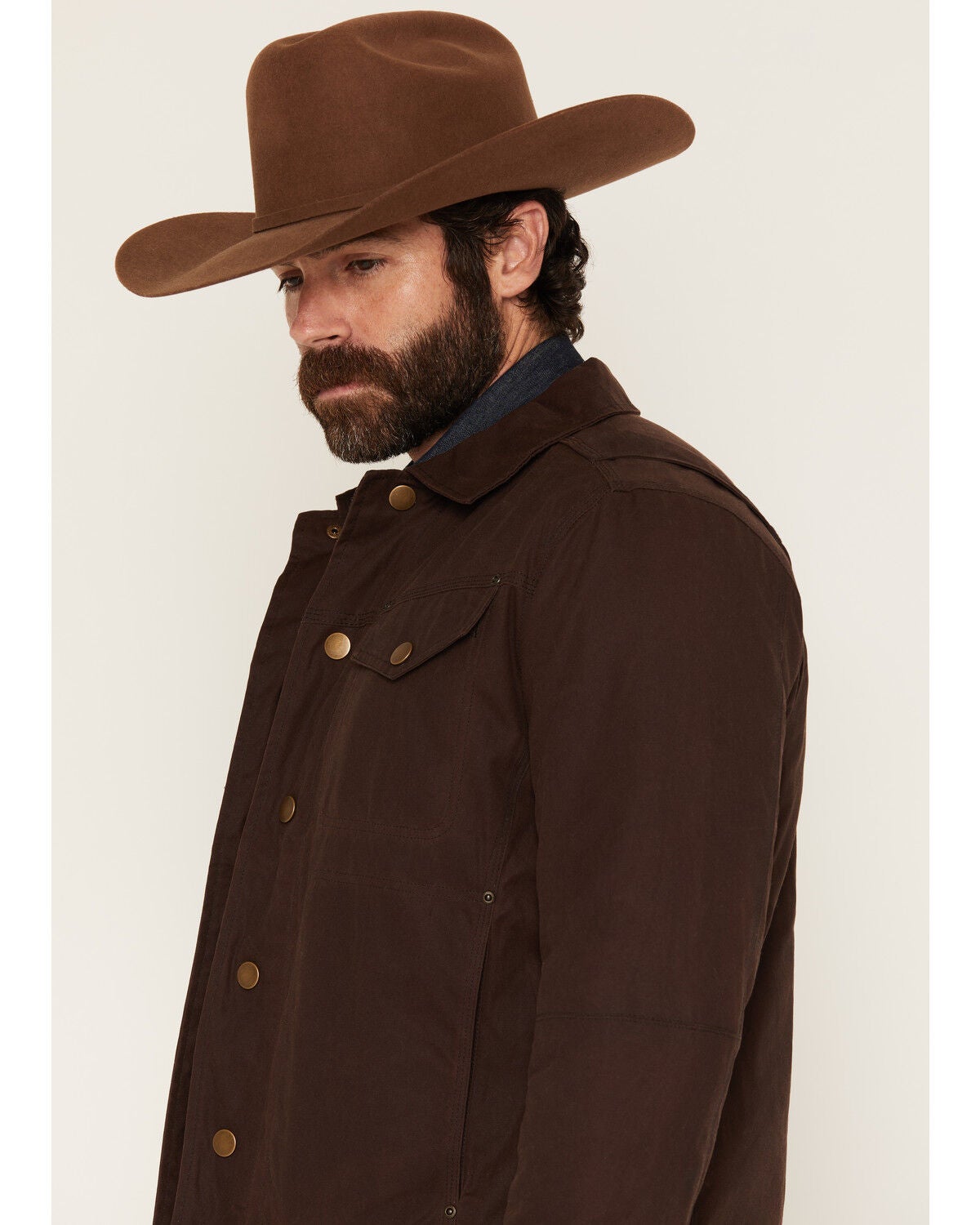 Image #2 - Cody James Men's Laramine Concealed Carry Waxed Canvas Trucker Jacket, Dark Brown, hi-res
