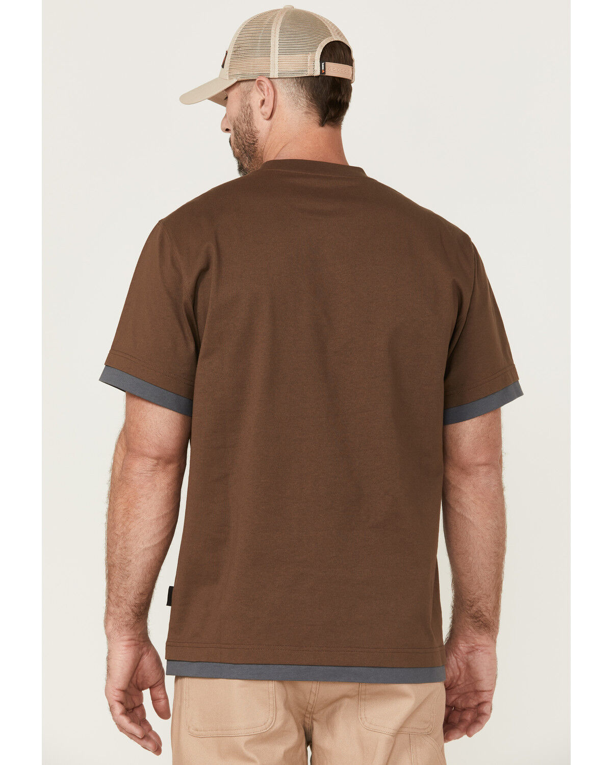 Image #4 - Hawx Men's Layered Work Pocket T-Shirt, Dark Brown, hi-res