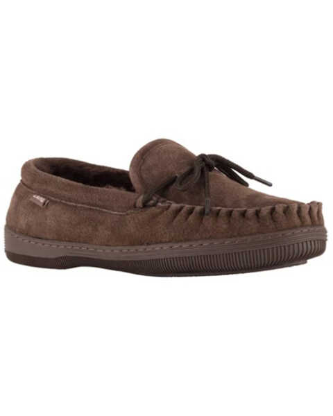 Image #1 - Lamo Footwear Men's Leather Moccasin Slippers - Moc Toe, Chocolate, hi-res