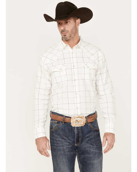 Blue Ranchwear Men's Twill Long Sleeve Pearl Snap Work Shirt, Ivory, hi-res
