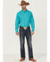 Image #2 - RANK 45® Men's Roughie Tech Long Sleeve Pearl Snap Western Shirt, Turquoise, hi-res