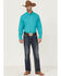 Image #2 - RANK 45® Men's Roughie Tech Long Sleeve Pearl Snap Western Shirt , Turquoise, hi-res