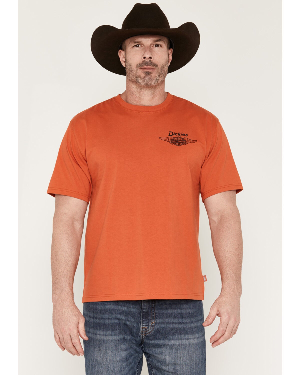 Image #2 - Dickies X Harley Davidson Men's Cowboy Short Sleeve Graphic Tee, Orange, hi-res