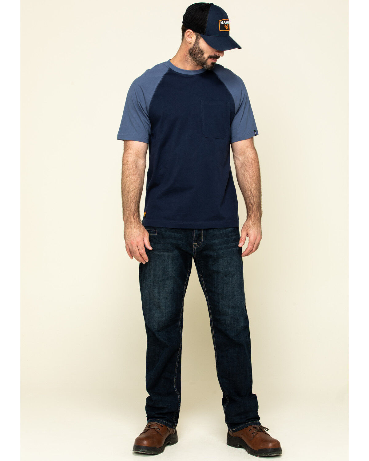 Image #6 - Hawx Men's Navy Midland Short Sleeve Baseball Work T-Shirt - Tall, Navy, hi-res