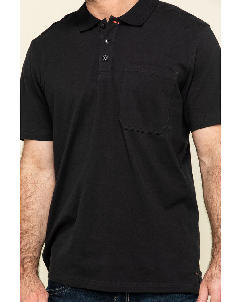 Hawx Men's Black Miller Pique Short Sleeve Work Polo Shirt - Tall , Black, hi-res
