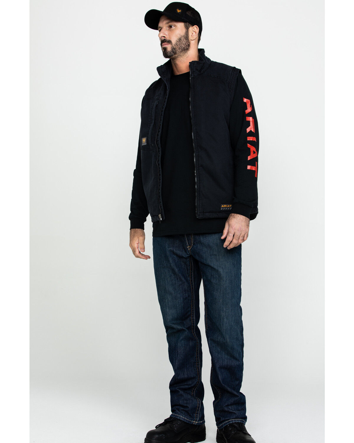 Image #6 - Ariat Men's Rebar Washed Dura Canvas Insulated Work Vest, Black, hi-res