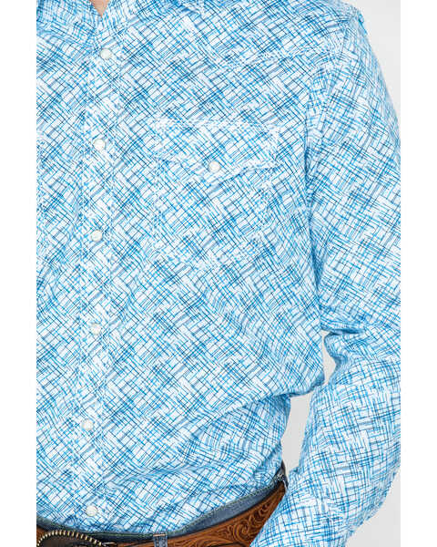 Wrangler 20X Men's Advanced Comfort Poplin Print Long Sleeve Western Shirt , Blue, hi-res