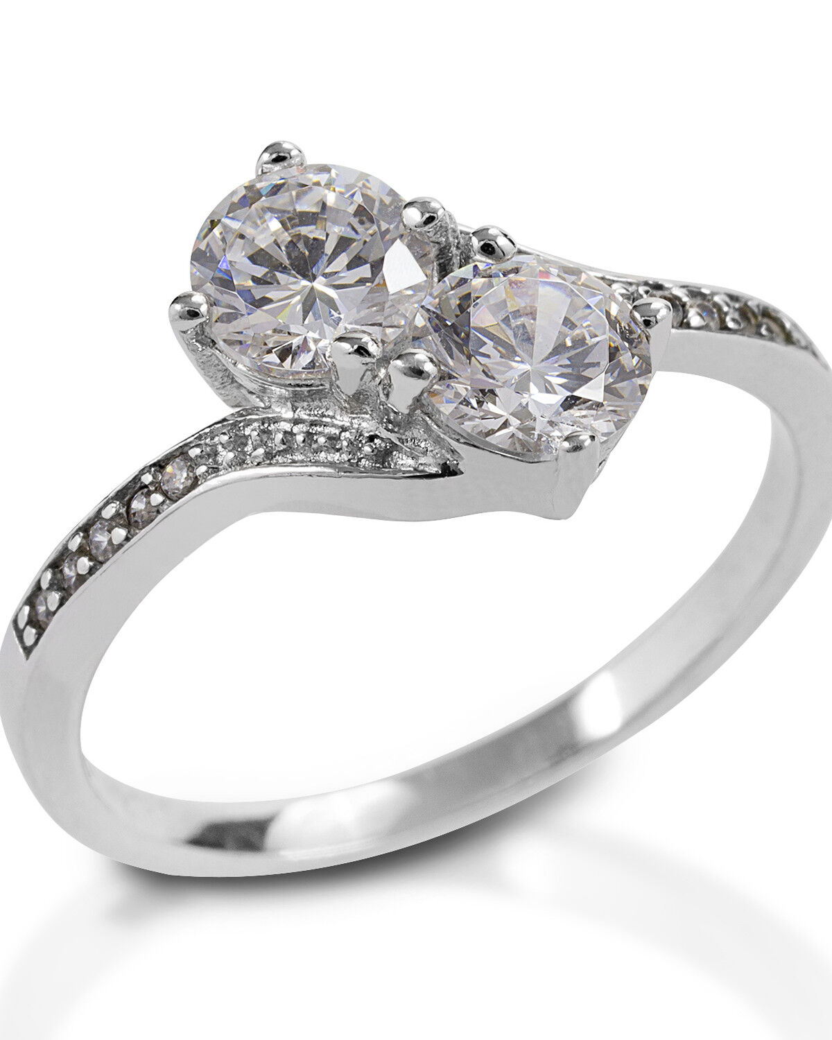 Image #1 - Kelly Herd Women's Two Stone Pave Band Ring, Silver, hi-res