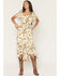 Image #1 - Wild Moss Women's Floral Print Short Sleeve High-Low Dress, Ivory, hi-res