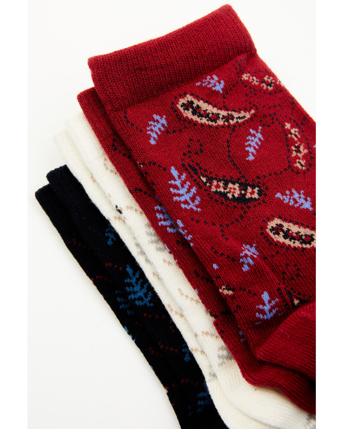 Image #4 - Shyanne Girls' Libby Paisley Crew Socks - 3-Pack, Cream, hi-res
