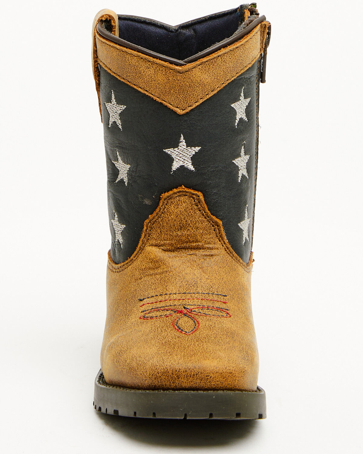 Image #4 - Smoky Mountain Toddler Stars and Stripes Western Boots - Square Toe, Distressed Brown, hi-res